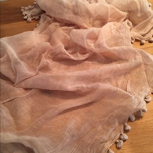 Nordstrom's Cotton Scarf with Poms - ON SALE THRED UP